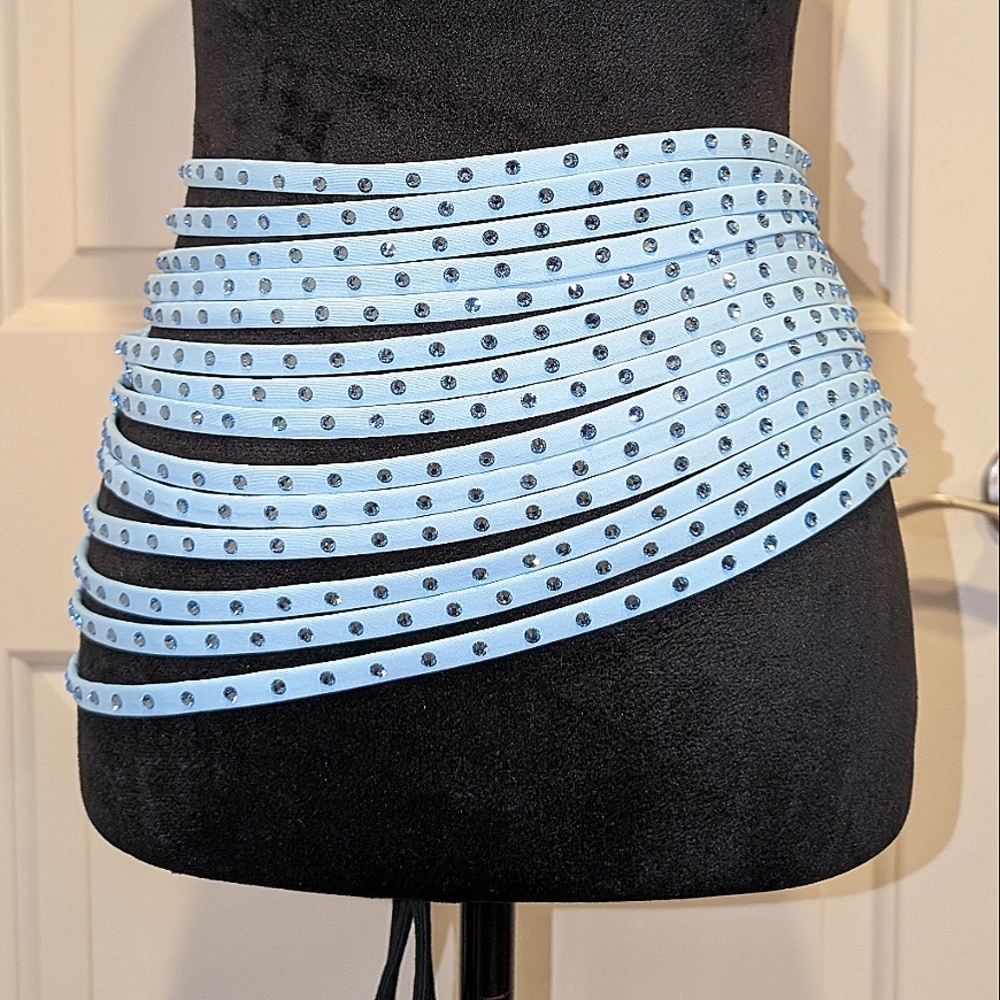 NWT Skims Rhinestone Swim Strappy Cover Up Skirt in Iris Blue Women’s XXS
